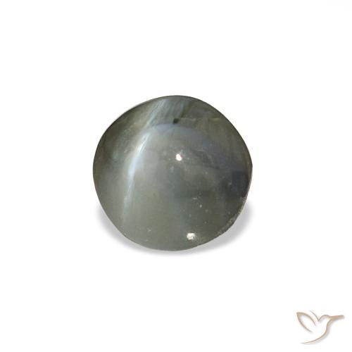 0.85캐럿 천연 미디엄 그레이 Cat's Eye Alexandrite, 라운드 컷, 5.08 mm, 불투명체