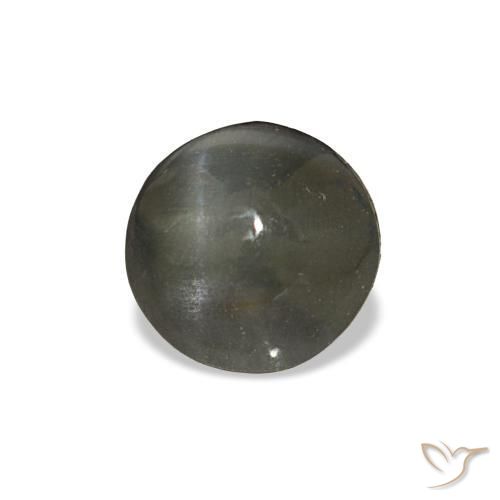 1.92캐럿 천연 어두운 회색 Cat's Eye Alexandrite, 라운드 컷, 6.49 mm, 불투명체