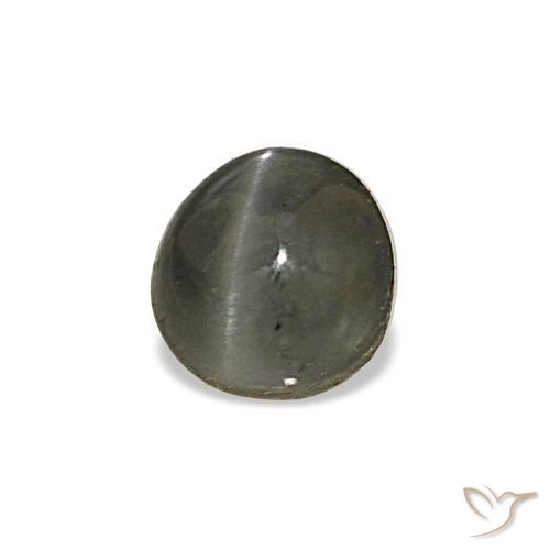 0.80캐럿 천연 어두운 회색 Cat's Eye Alexandrite, 타원형 컷, 4.9×4.7 mm, 불투명체