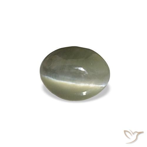 0.44캐럿 천연 회흑색 Cat's Eye Alexandrite, 타원형 컷, 5.1×3.9 mm, 불투명체