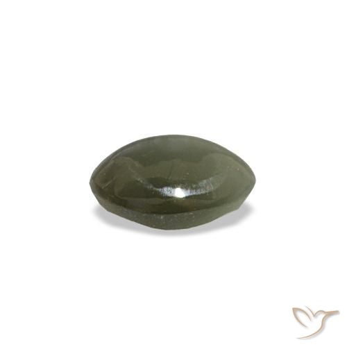 0.44캐럿 천연 회흑색 Cat's Eye Alexandrite, 타원형 컷, 5.1×3.9 mm, 불투명체