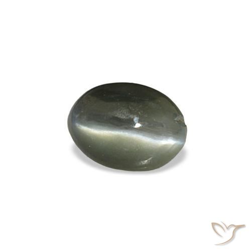 0.39캐럿 천연 옅은 녹색을 띤 회색 Cat's Eye Alexandrite, 타원형 컷, 5.1×3.7 mm, 불투명체