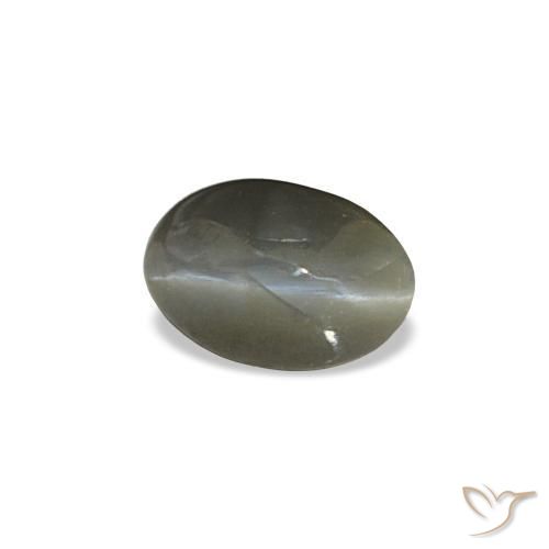 0.47캐럿 천연 옅은 녹색을 띤 회색 Cat's Eye Alexandrite, 타원형 컷, 5.5×3.7 mm, 불투명체