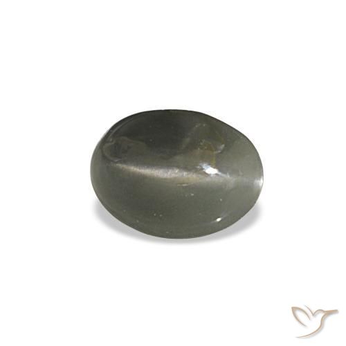 0.47캐럿 천연 옅은 녹색을 띤 회색 Cat's Eye Alexandrite, 타원형 컷, 5.5×4 mm, 불투명체