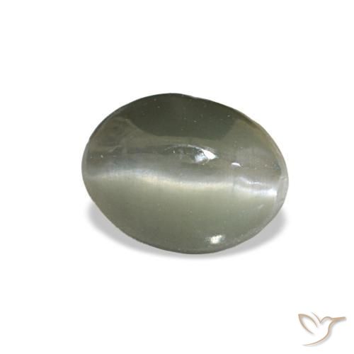 1.03캐럿 천연 옅은 녹색을 띤 회색 Cat's Eye Alexandrite, 타원형 컷, 6.1×4.6 mm, 불투명체