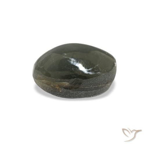 1.03캐럿 천연 옅은 녹색을 띤 회색 Cat's Eye Alexandrite, 타원형 컷, 6.1×4.6 mm, 불투명체