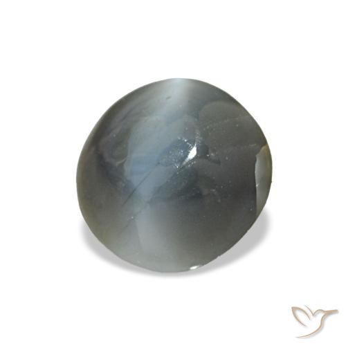 0.93캐럿 천연 옅은 녹색을 띤 회색 Cat's Eye Alexandrite, 라운드 컷, 5.62 mm, 불투명체