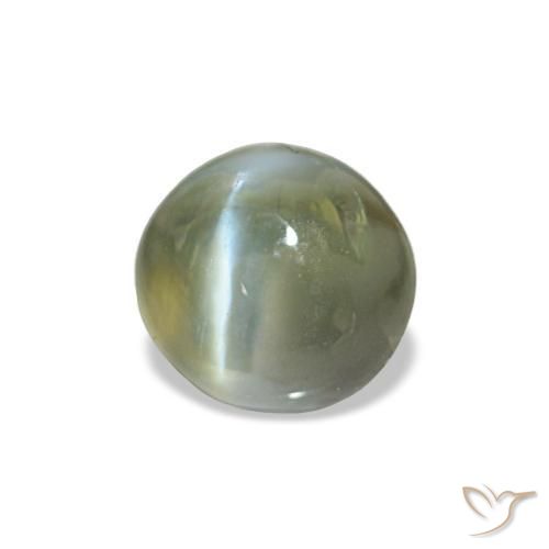 0.60캐럿 천연 미디엄 그린 Cat's Eye Alexandrite, 타원형 컷, 4.8×4.5 mm, 불투명체