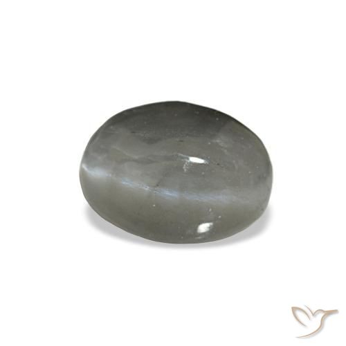 0.72캐럿 천연 미디엄 그레이 Cat's Eye Alexandrite, 타원형 컷, 5.5×4 mm, 불투명체