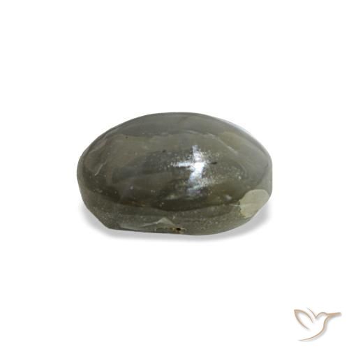 0.72캐럿 천연 미디엄 그레이 Cat's Eye Alexandrite, 타원형 컷, 5.5×4 mm, 불투명체