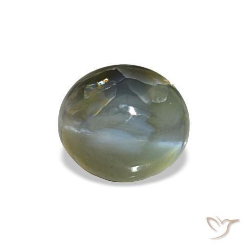 0.79캐럿 천연 미디엄 그레이 Cat's Eye Alexandrite, 타원형 컷, 5.3×4.7 mm, 불투명체