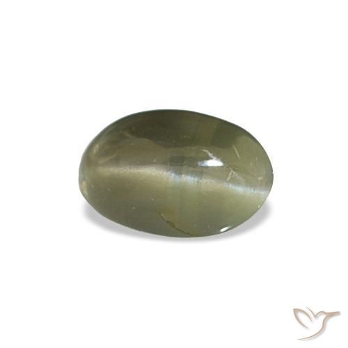 0.34캐럿 천연 미디엄 그린 Cat's Eye Alexandrite, 타원형 컷, 5.4×3.5 mm, 불투명체