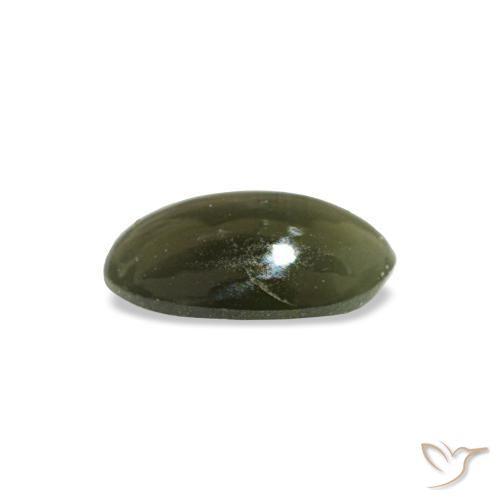 0.34캐럿 천연 미디엄 그린 Cat's Eye Alexandrite, 타원형 컷, 5.4×3.5 mm, 불투명체
