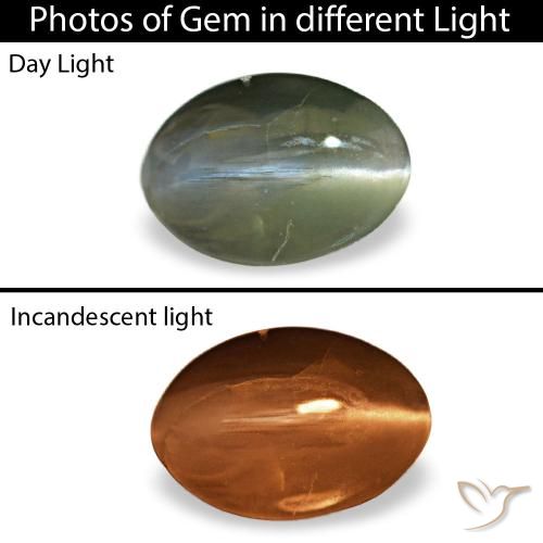 0.38ct 그린 Cat's Eye Alexandrite, 오벌, 불투명체