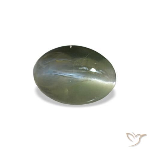 0.38캐럿 천연 Medium Deep-Green Cat's Eye Alexandrite, 타원형 컷, 5.3×3.7 mm, 불투명체