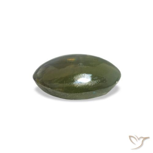 0.38캐럿 천연 Medium Deep-Green Cat's Eye Alexandrite, 타원형 컷, 5.3×3.7 mm, 불투명체