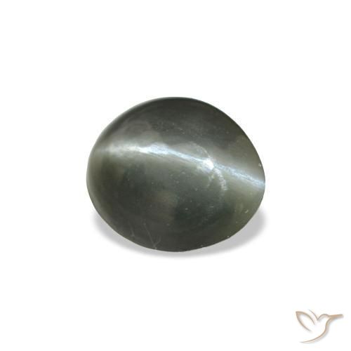 0.34캐럿 천연 옅은 녹색을 띤 회색 Cat's Eye Alexandrite, 타원형 컷, 4.8×3.9 mm, 불투명체
