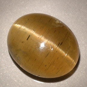 5.96캐럿 천연 연두색 캣츠아이 아파타이트, 투명한, 투명/반투명