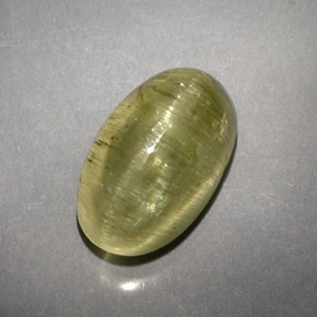 5.71캐럿 천연 옐로우 그린 Cat's Eye Apatite, 투명한, 12×7.3 mm, 투명/반투명