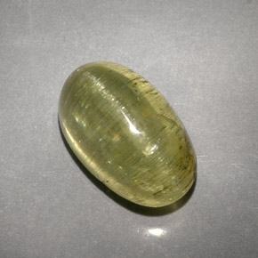 5.71캐럿 천연 옐로우 그린 Cat's Eye Apatite, 투명한, 12×7.3 mm, 투명/반투명