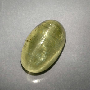 5.71캐럿 천연 옐로우 그린 Cat's Eye Apatite, 투명한, 12×7.3 mm, 투명/반투명