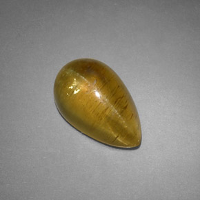 4.09캐럿 천연 녹빛 골든 Cat's Eye Apatite, 투명한, 12.2×7.7 mm, 투명/반투명