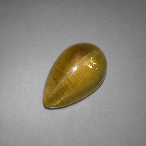 4.09캐럿 천연 녹빛 골든 Cat's Eye Apatite, 투명한, 12.2×7.7 mm, 투명/반투명