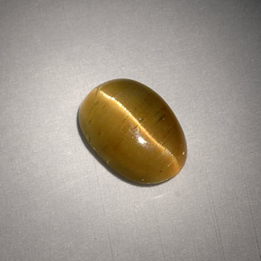 3.01캐럿 천연 녹빛 골든 Cat's Eye Apatite, 타원형 컷, 9.8×7 mm, 투명한