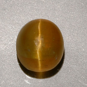 1.90캐럿 천연 허니 Cat's Eye Apatite, 타원형 컷, 6.9×6.2 mm, 투명한
