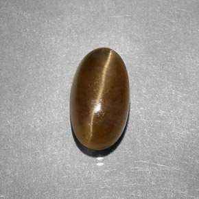 3.58캐럿 천연 허니 Cat's Eye Apatite, 타원형 컷, 10.7×6.2 mm, 투명한