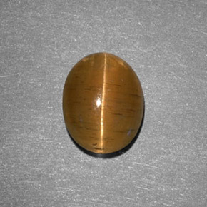 2.05캐럿 천연 녹빛 골든 Cat's Eye Apatite, 타원형 컷, 8.6×7 mm, 투명한