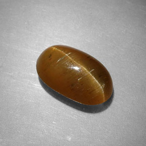 2.44캐럿 천연 허니 Cat's Eye Apatite, 타원형 컷, 9.7×5.9 mm, 투명한