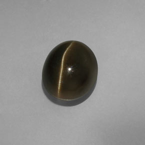 5.70캐럿 천연 골든 그린 Cat's Eye Apatite, 타원형 컷, 10.7×8.8 mm, 투명한