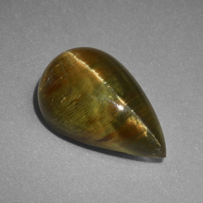 4.02캐럿 천연 녹색 황금 캣츠아이 아파타이트, 배 모양, 투명한