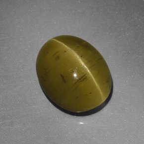 5.25캐럿 천연 골든 그린 캣츠아이 아파타이트, 타원형 컷, 투명한