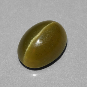 5.85캐럿 천연 골든 그린 아파타이트 캣츠아이, 타원형 컷, 11.8×8.7 mm, 투명한
