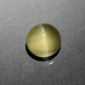 6.11캐럿 천연 녹색 황금 캣츠아이 아파타이트, 라운드 컷, 투명한