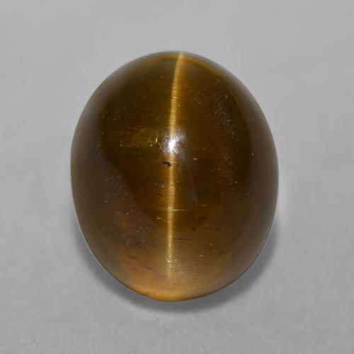 7.22캐럿 천연 딥 오렌지 브라운 Cat's Eye Apatite, 타원형 컷, 11.4×9.4 mm, 투명한