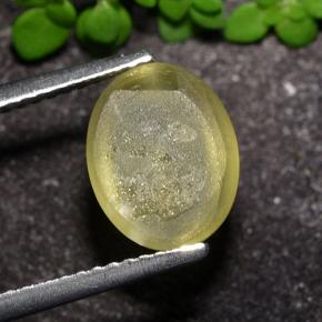 3.51캐럿 천연 라이트 골든 옐로우 캣츠아이 아파타이트, 타원형 컷, 투명한