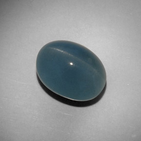 11.25캐럿 천연 블루그린 Cat's Eye Aquamarine, 타원형 컷, 14.4×11.1 mm, 투명한