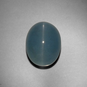 11.25캐럿 천연 블루그린 Cat's Eye Aquamarine, 타원형 컷, 14.4×11.1 mm, 투명한