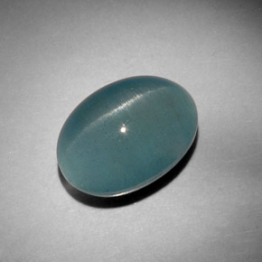 12.46캐럿 천연 블루그린 Cat's Eye Aquamarine, 타원형 컷, 15.8×11.6 mm, 투명한