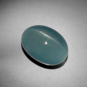 12.46캐럿 천연 블루그린 Cat's Eye Aquamarine, 타원형 컷, 15.8×11.6 mm, 투명한