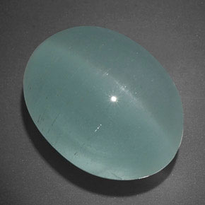 19.65캐럿 천연 블루그린 Cat's Eye Aquamarine, 투명한, 17.5×13.3 mm, 투명/반투명