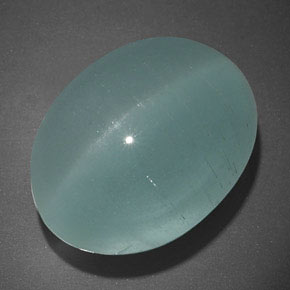 19.65캐럿 천연 블루그린 Cat's Eye Aquamarine, 투명한, 17.5×13.3 mm, 투명/반투명