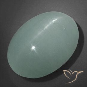 32.10ct 자연스러운 밝은 청록색 캣츠아이 아쿠아마린, 타원형, 투명한