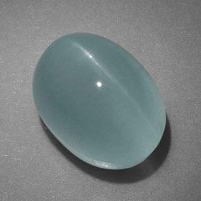 5.96캐럿 천연 블루그린 Cat's Eye Aquamarine, 투명한, 11×8.6 mm, 투명/반투명