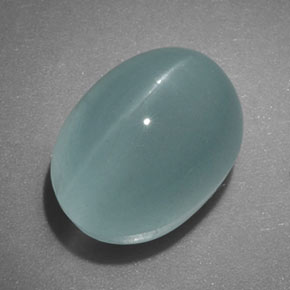 5.96캐럿 천연 블루그린 Cat's Eye Aquamarine, 투명한, 11×8.6 mm, 투명/반투명