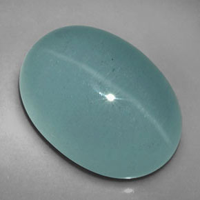 12.39캐럿 천연 블루그린 Cat's Eye Aquamarine, 투명한, 17.1×12.3 mm, 투명/반투명