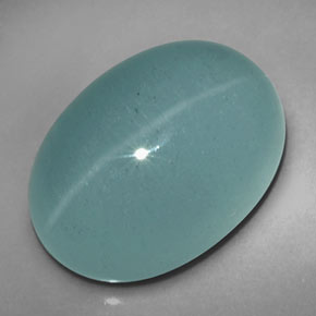 12.39캐럿 천연 블루그린 Cat's Eye Aquamarine, 투명한, 17.1×12.3 mm, 투명/반투명